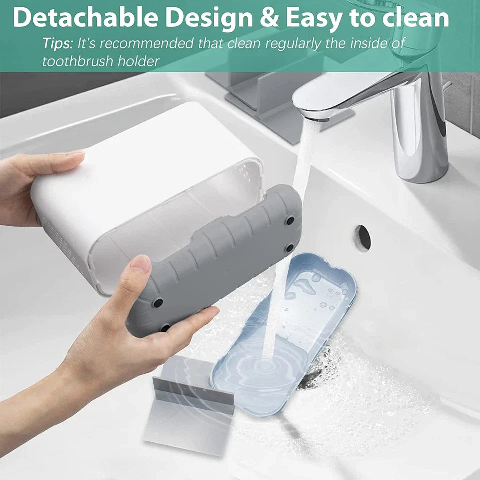 Toothbrush and Toothpaste Holder Drainage for Bathroom Countertop with Adjustabl